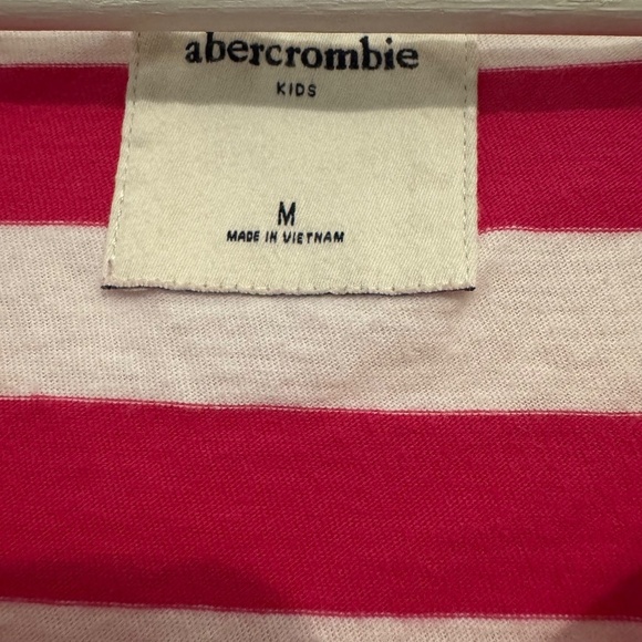 Abercrombie Kids girls pink stripe 3/4 cuff sleeve knit top M trendy 100% cotton - Picture 4 of 9